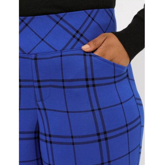 NWT Torrid 3 Plaid Blue Studio Pixie Luxe Ponte Skinny Pant 3X 22 24 - Picture 3 of 12